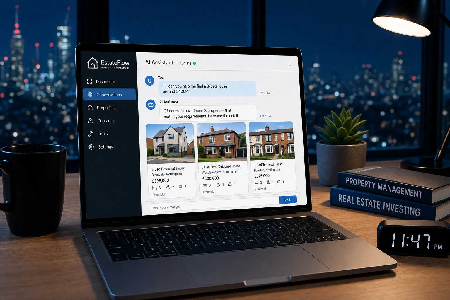 Buyer browsing property website on laptop